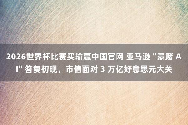 2026世界杯比赛买输赢中国官网 亚马逊“豪赌 AI”答复初现，市值面对 3 万亿好意思元大关