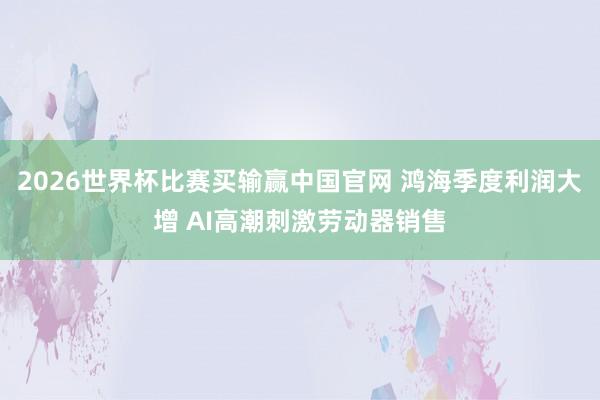 2026世界杯比赛买输赢中国官网 鸿海季度利润大增 AI高潮刺激劳动器销售