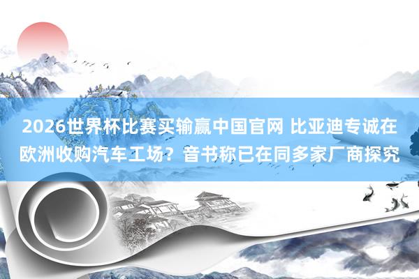 2026世界杯比赛买输赢中国官网 比亚迪专诚在欧洲收购汽车工场？音书称已在同多家厂商探究