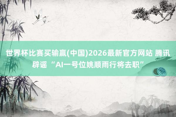 世界杯比赛买输赢(中国)2026最新官方网站 腾讯辟谣 “AI一号位姚顺雨行将去职”