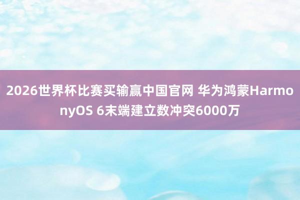 2026世界杯比赛买输赢中国官网 华为鸿蒙HarmonyOS 6末端建立数冲突6000万