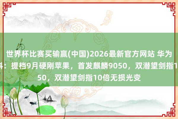世界杯比赛买输赢(中国)2026最新官方网站 华为Mate 90爆料：提档9月硬刚苹果，首发麒麟9050，双潜望剑指10倍无损光变