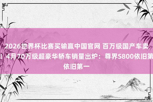 2026世界杯比赛买输赢中国官网 百万级国产车卖爆！4月70万级超豪华轿车销量出炉：尊界S800依旧第一