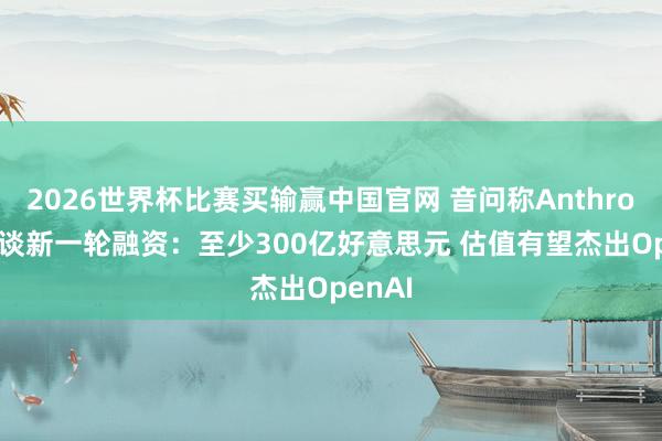 2026世界杯比赛买输赢中国官网 音问称Anthropic洽谈新一轮融资：至少300亿好意思元 估值有望杰出OpenAI