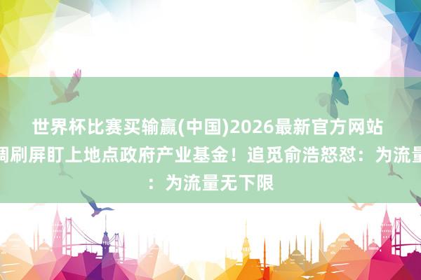 世界杯比赛买输赢(中国)2026最新官方网站 被指高调刷屏盯上地点政府产业基金！追觅俞浩怒怼：为流量无下限