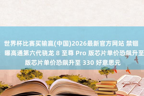 世界杯比赛买输赢(中国)2026最新官方网站 禁锢 300 好意思元：曝高通第六代骁龙 8 至尊 Pro 版芯片单价恐飙升至 330 好意思元