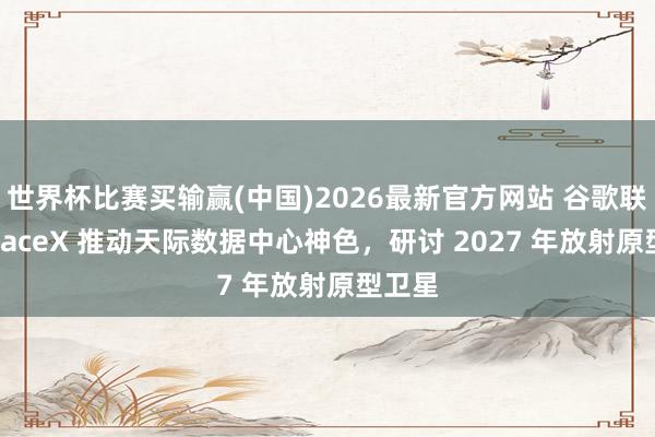 世界杯比赛买输赢(中国)2026最新官方网站 谷歌联手 SpaceX 推动天际数据中心神色，研讨 2027 年放射原型卫星
