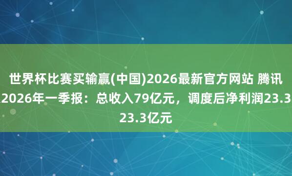 世界杯比赛买输赢(中国)2026最新官方网站 腾讯音乐2026年一季报：总收入79亿元，调度后净利润23.3亿元