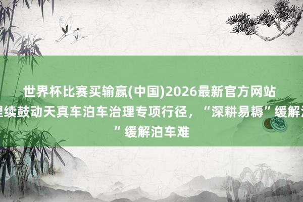 世界杯比赛买输赢(中国)2026最新官方网站 北京捏续鼓动天真车泊车治理专项行径，“深耕易耨”缓解泊车难