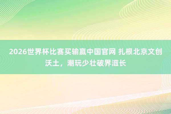 2026世界杯比赛买输赢中国官网 扎根北京文创沃土，潮玩少壮破界滋长