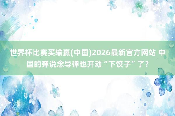 世界杯比赛买输赢(中国)2026最新官方网站 中国的弹说念导弹也开动“下饺子”了？