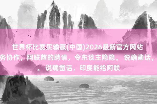 世界杯比赛买输赢(中国)2026最新官方网站 与印度进行防务协作,阿联酋的聘请,令东谈主隐隐。 说确凿话,印度能给阿联