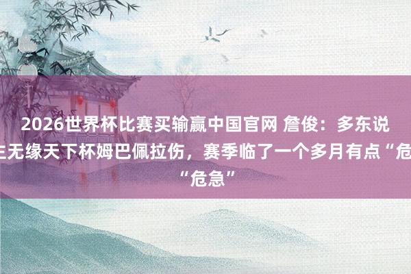 2026世界杯比赛买输赢中国官网 詹俊：多东说念主无缘天下杯姆巴佩拉伤，赛季临了一个多月有点“危急”