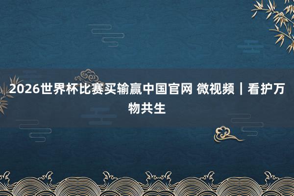 2026世界杯比赛买输赢中国官网 微视频｜看护万物共生