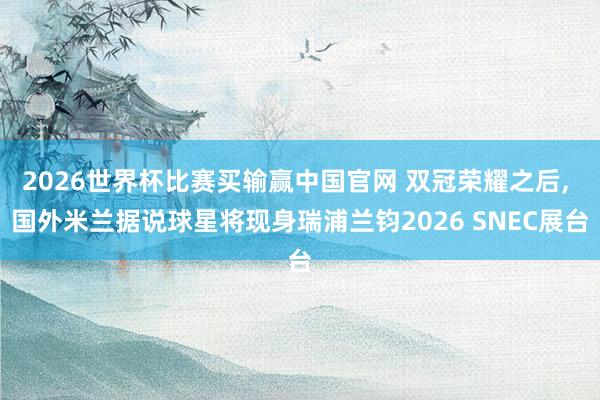 2026世界杯比赛买输赢中国官网 双冠荣耀之后， 国外米兰据说球星将现身瑞浦兰钧2026 SNEC展台