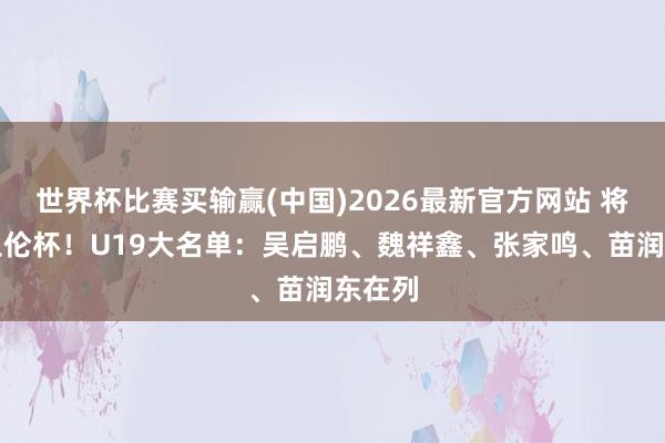 世界杯比赛买输赢(中国)2026最新官方网站 将干涉土伦杯！U19大名单：吴启鹏、魏祥鑫、张家鸣、苗润东在列