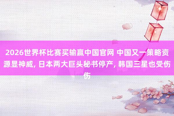 2026世界杯比赛买输赢中国官网 中国又一策略资源显神威, 日本两大巨头秘书停产, 韩国三星也受伤