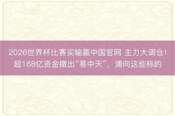 2026世界杯比赛买输赢中国官网 主力大调仓！超168亿资金撤出“易中天”，涌向这些标的