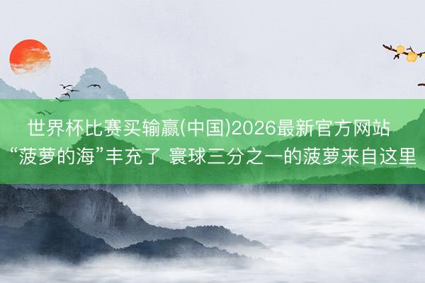 世界杯比赛买输赢(中国)2026最新官方网站 “菠萝的海”丰充了 寰球三分之一的菠萝来自这里