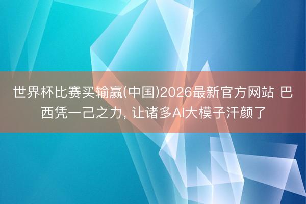 世界杯比赛买输赢(中国)2026最新官方网站 巴西凭一己之力, 让诸多AI大模子汗颜了
