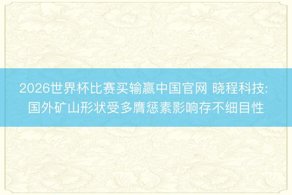 2026世界杯比赛买输赢中国官网 晓程科技: 国外矿山形状受多膺惩素影响存不细目性